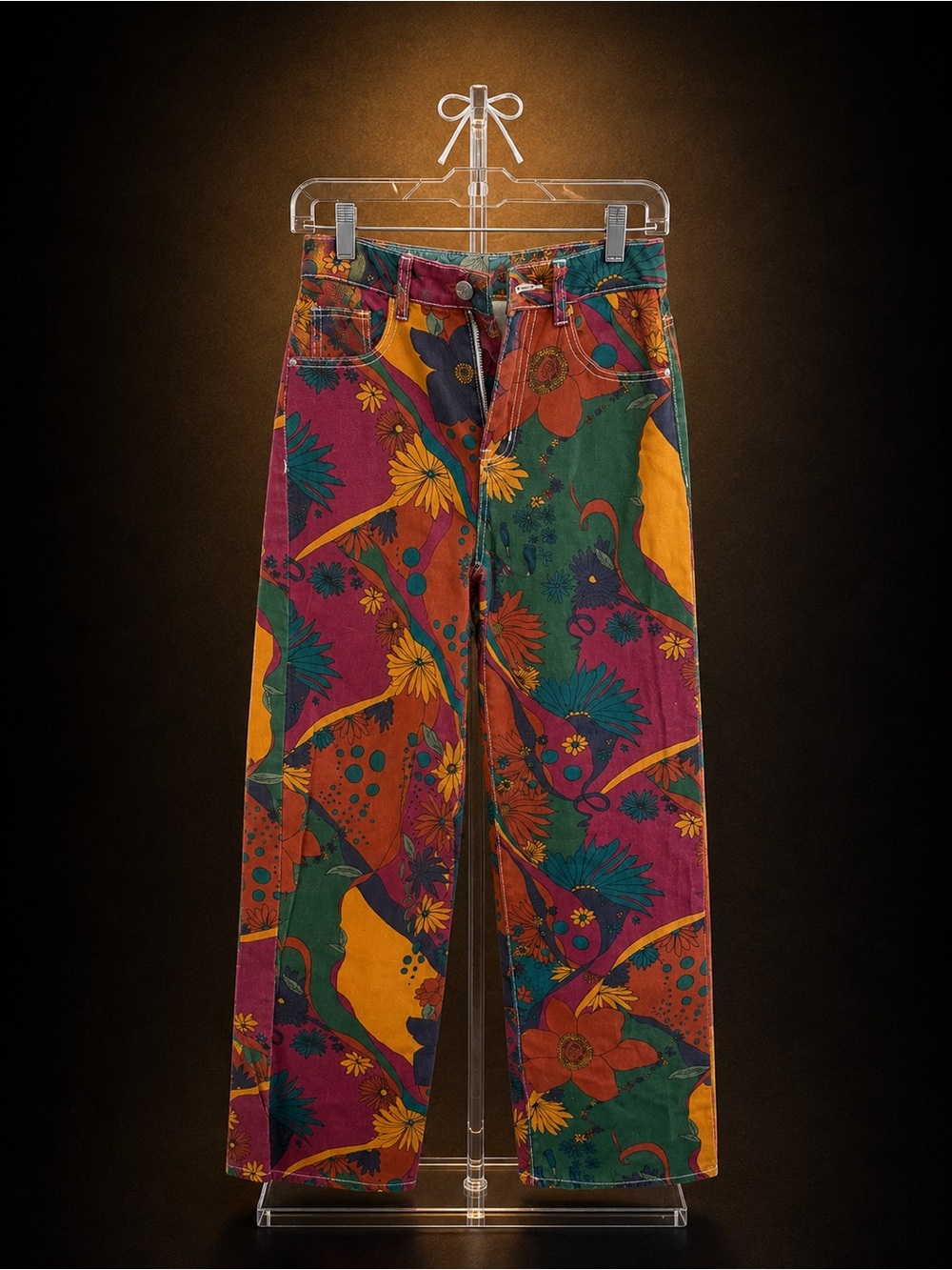 Womans Multicolor Floral Print Jeans